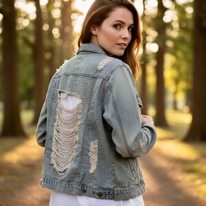 Boom Boom Jeans (BBJ) Distressed Denim Jacket
